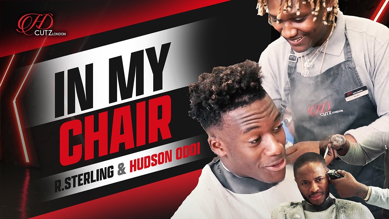 Raheem Sterling and Callum Hudson-Odoi enjoying a day at HDCutz London
