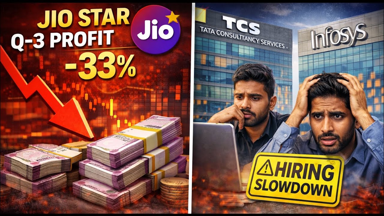 JioStar Q3 Profit Down 33% 📉 | TCS & Infosys Slow Hiring | Big Corporate Signals