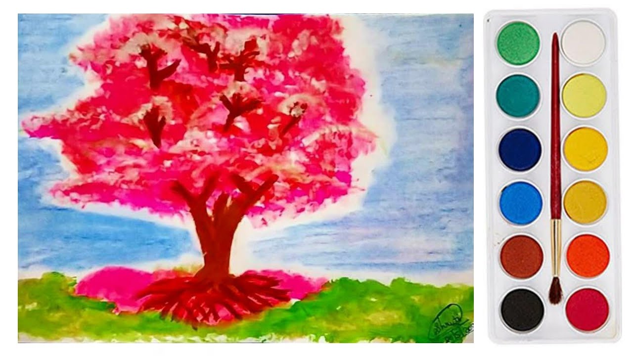 Cherry 🍒 blossom 🌸 tree from Water colour | SSD Arts