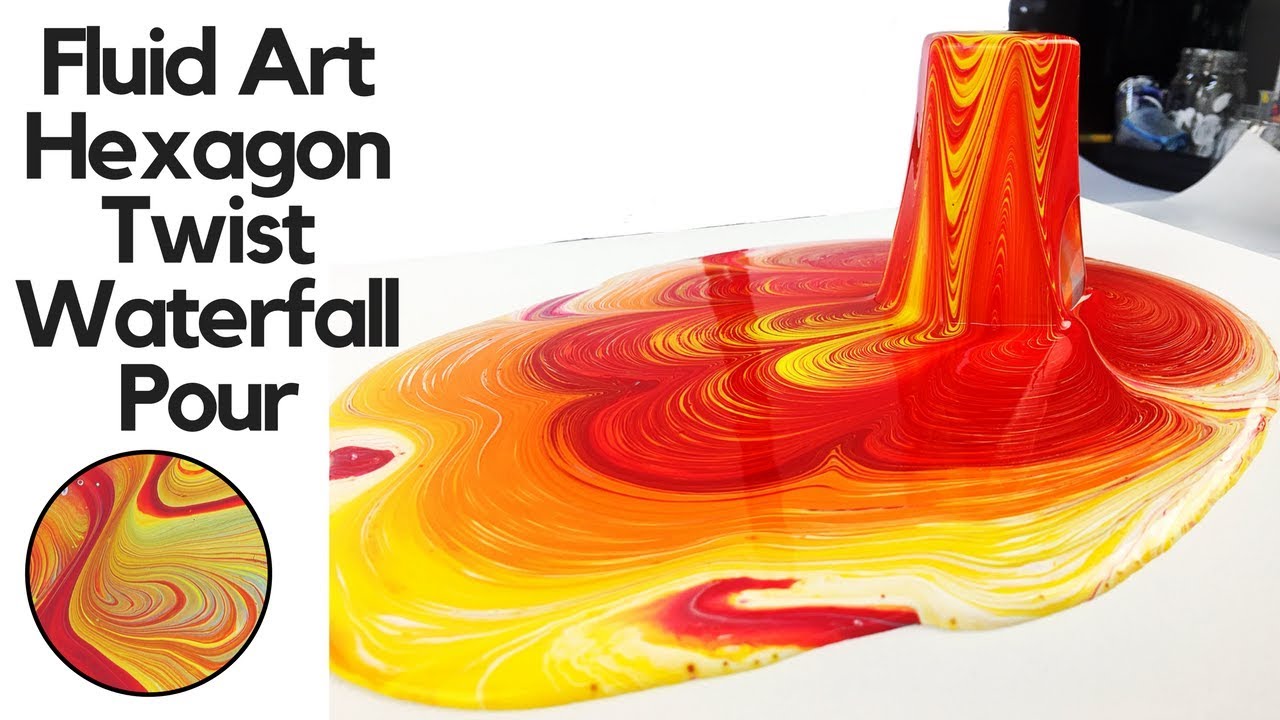 Hexagon Twist WATERFALL POUR with a HIDDEN Dirty Flip Cup, Fluid Art