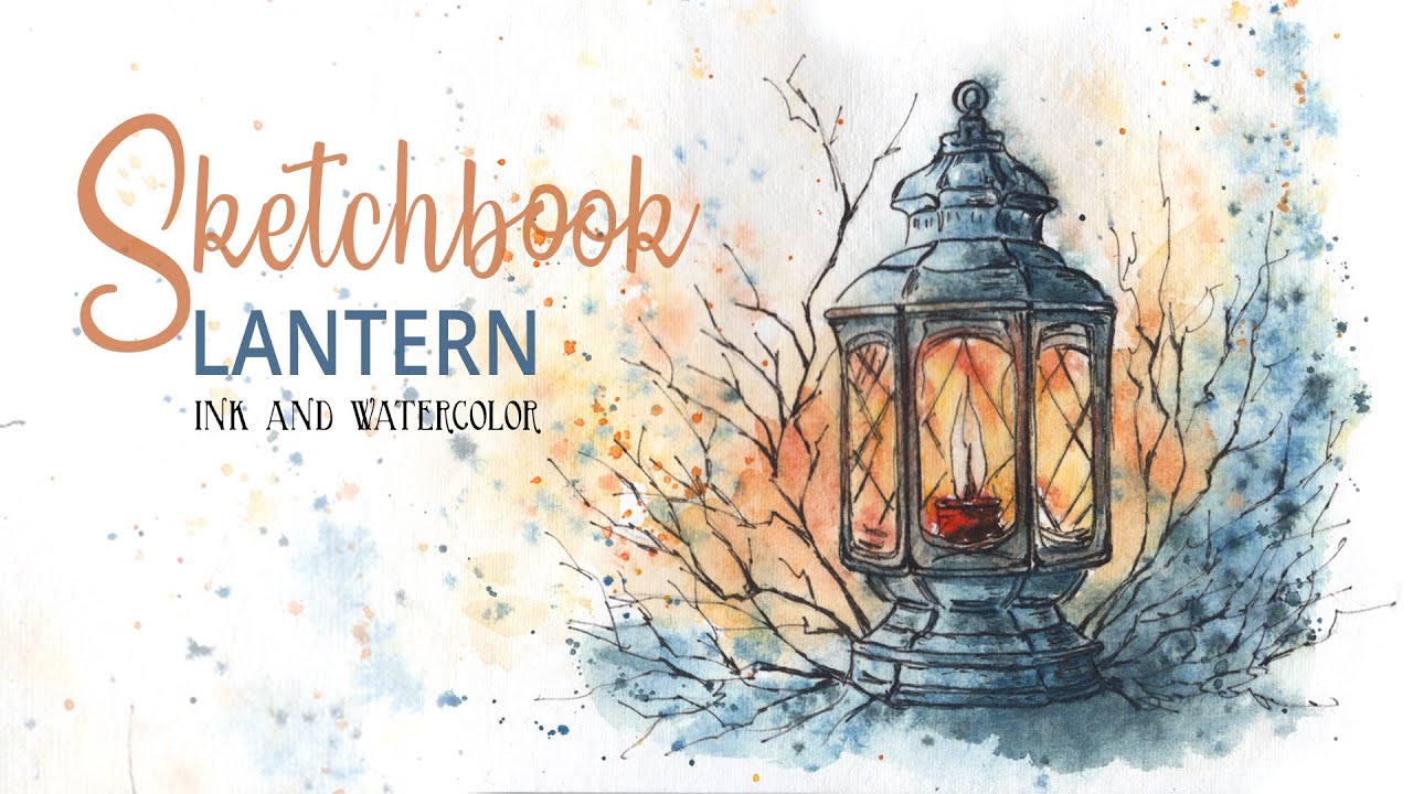 Как я нарисовал волшебный фонарь чернилами и акварелью