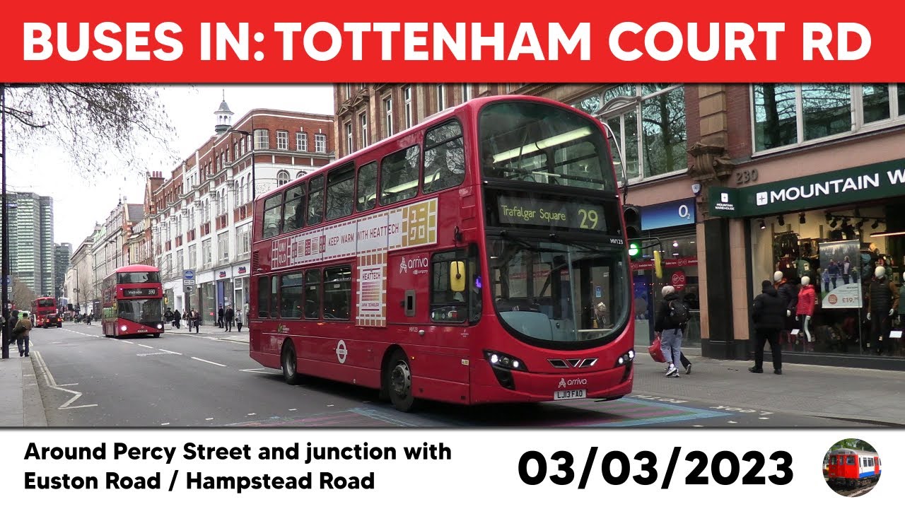 London buses in Tottenham Court Road 03/03/2023