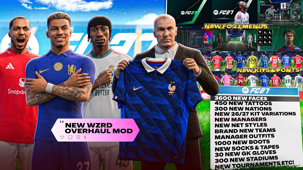 EA FC 27 MOD 3600+ NEW FACES [FC27 MENUS, TRASNFERS, 26/27 KITS, WORLD CUP, LEAGUES, BOOTS, TATOOS!]