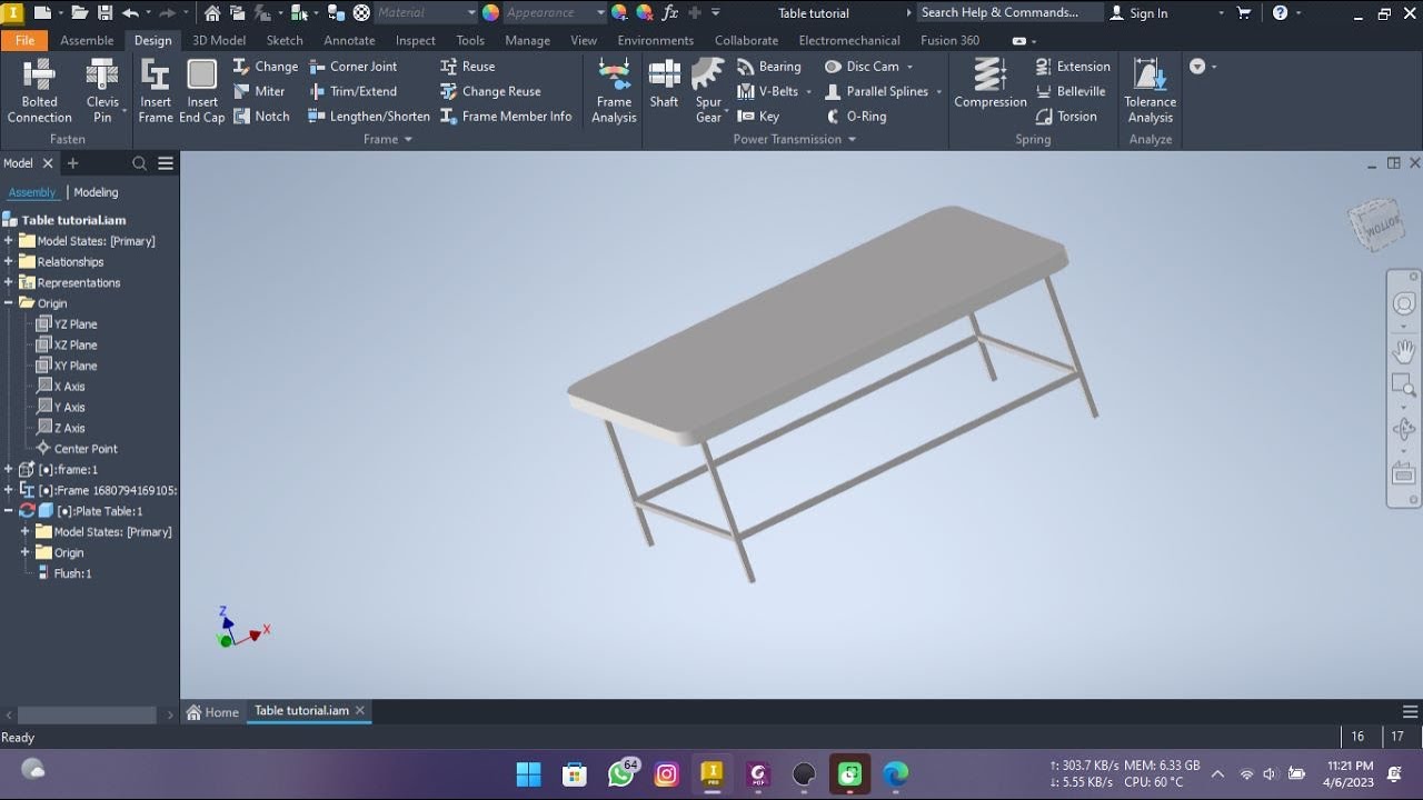 Autodesk Inventor 2023 Practice | Exercise 8 | Frame Table  #cad #autodesk #drafter #inventor2023