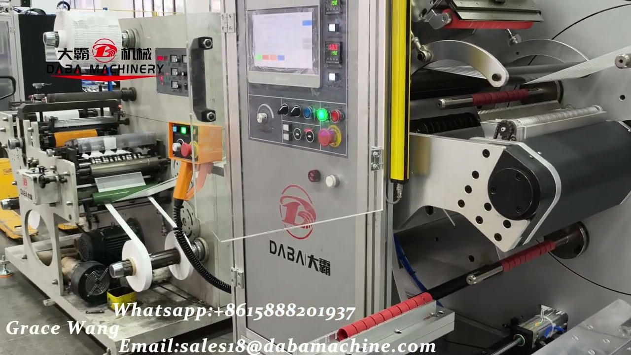 DABA Non-Stop Rewinding Machine for Wavy Labels |Plastic & Paper Core| Full Automatic 4 Shaft System