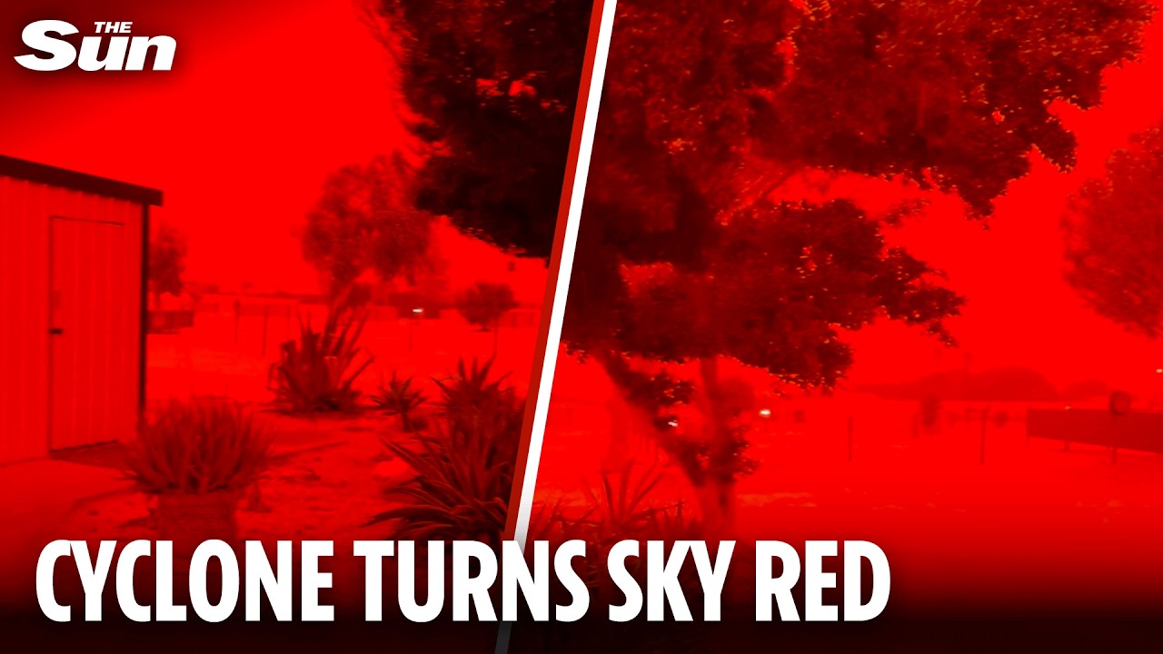 Sky turns red as cyclone Narelle slams into Western Australia