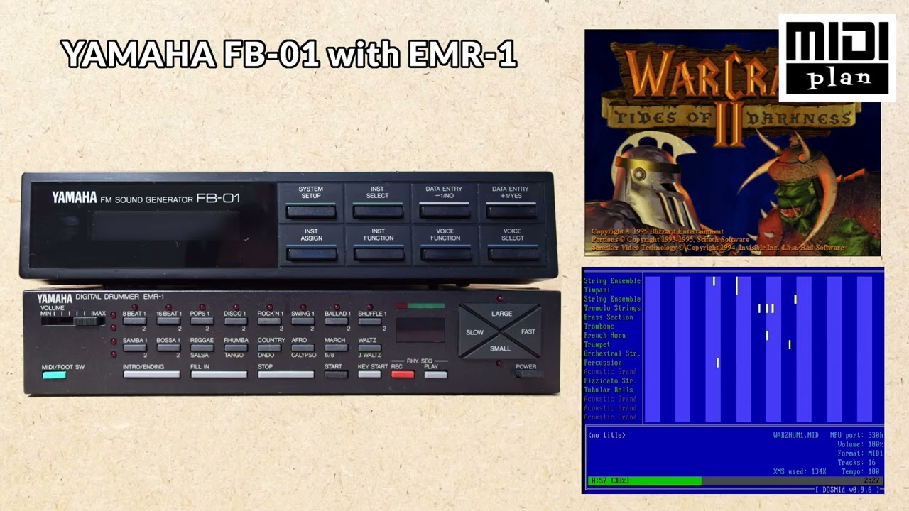 Yamaha FB-01 with Yamaha EMR-1 playing WarCraft 2 