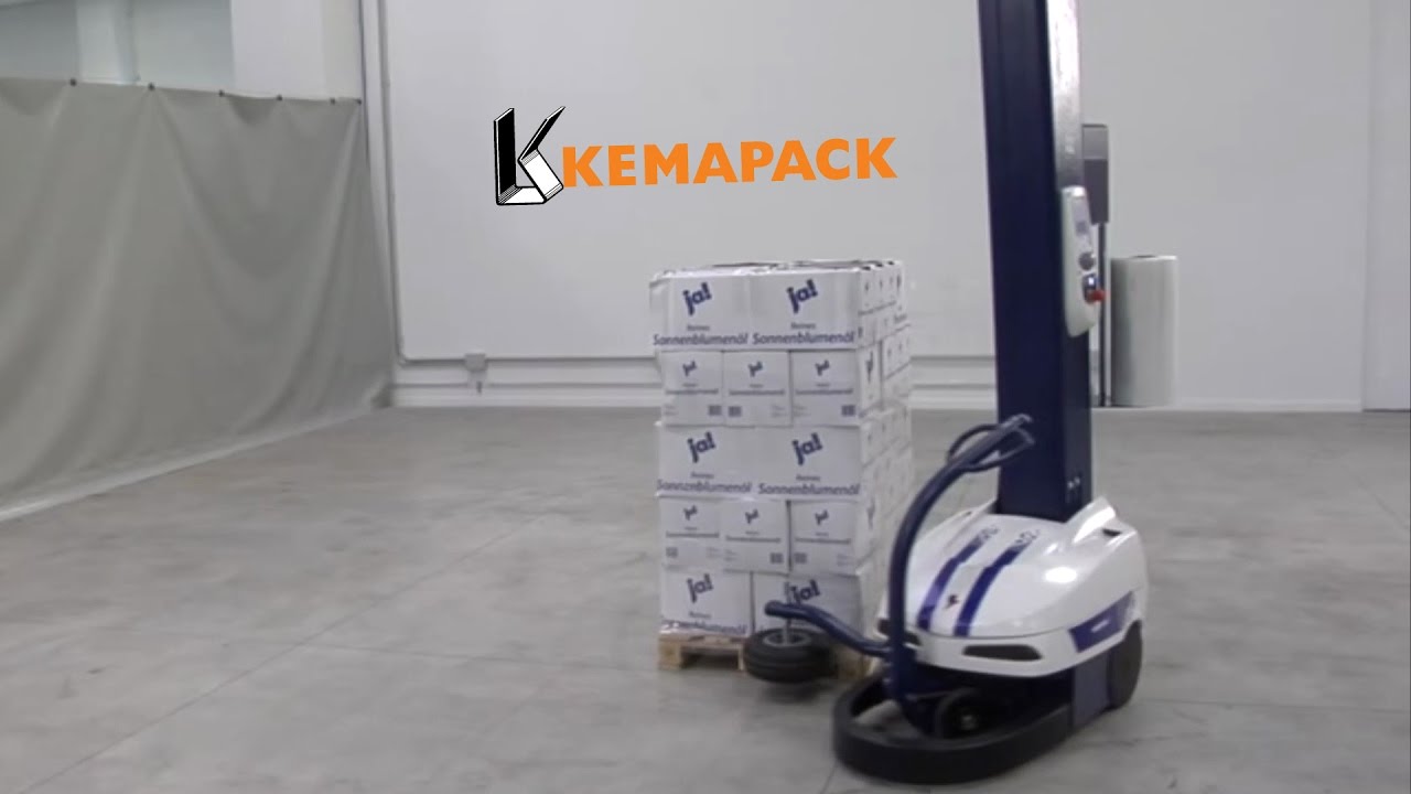 Akkubetriebener Stretchroboter zum automatischen Palettenwickeln von Kemapack