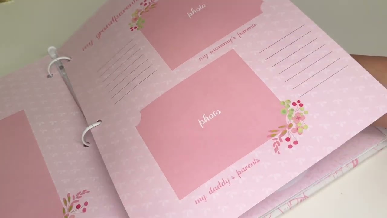 Beary Blossoms Toile Baby Memory Book | Floral Teddy Print by MARCELA