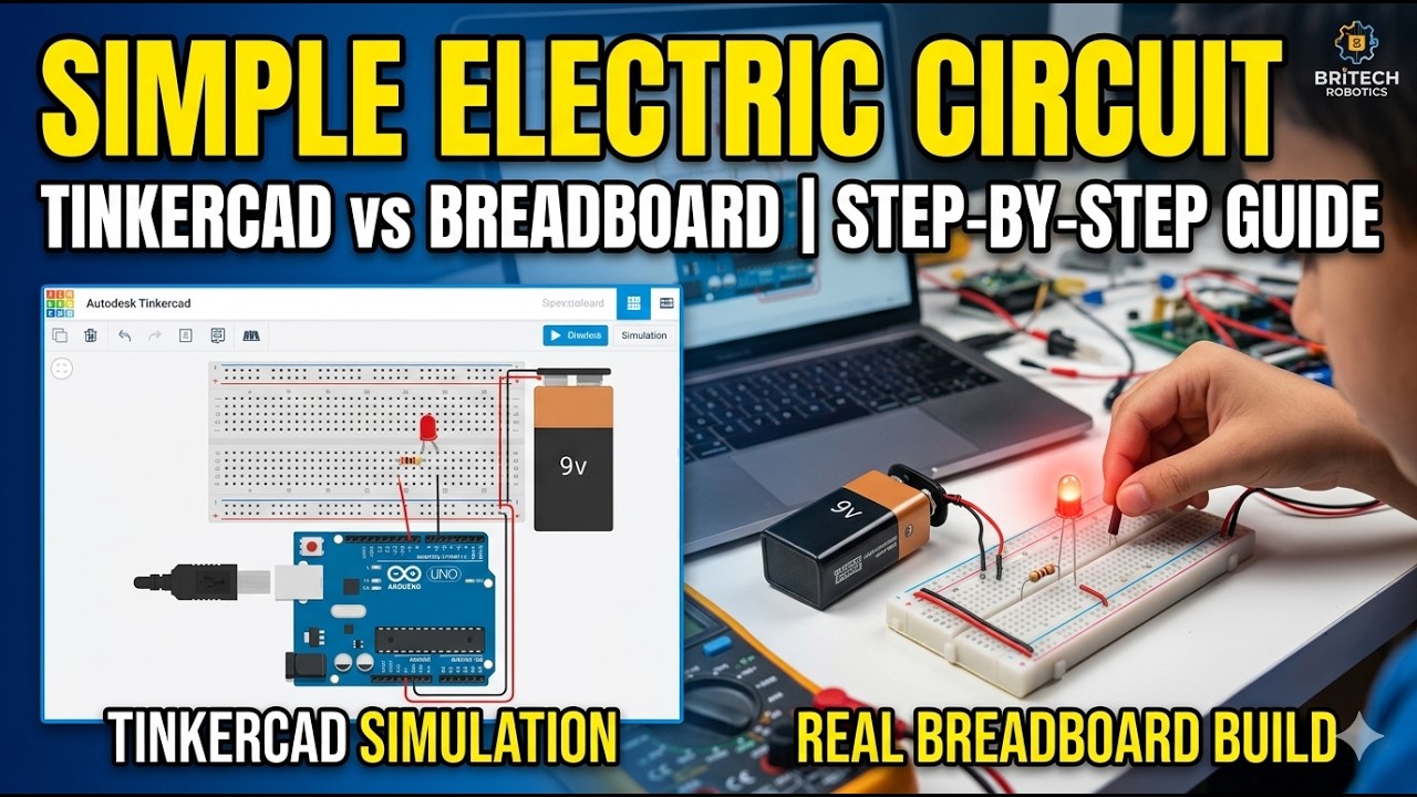 How to create simple electric circuit on tinkercad and breadboard