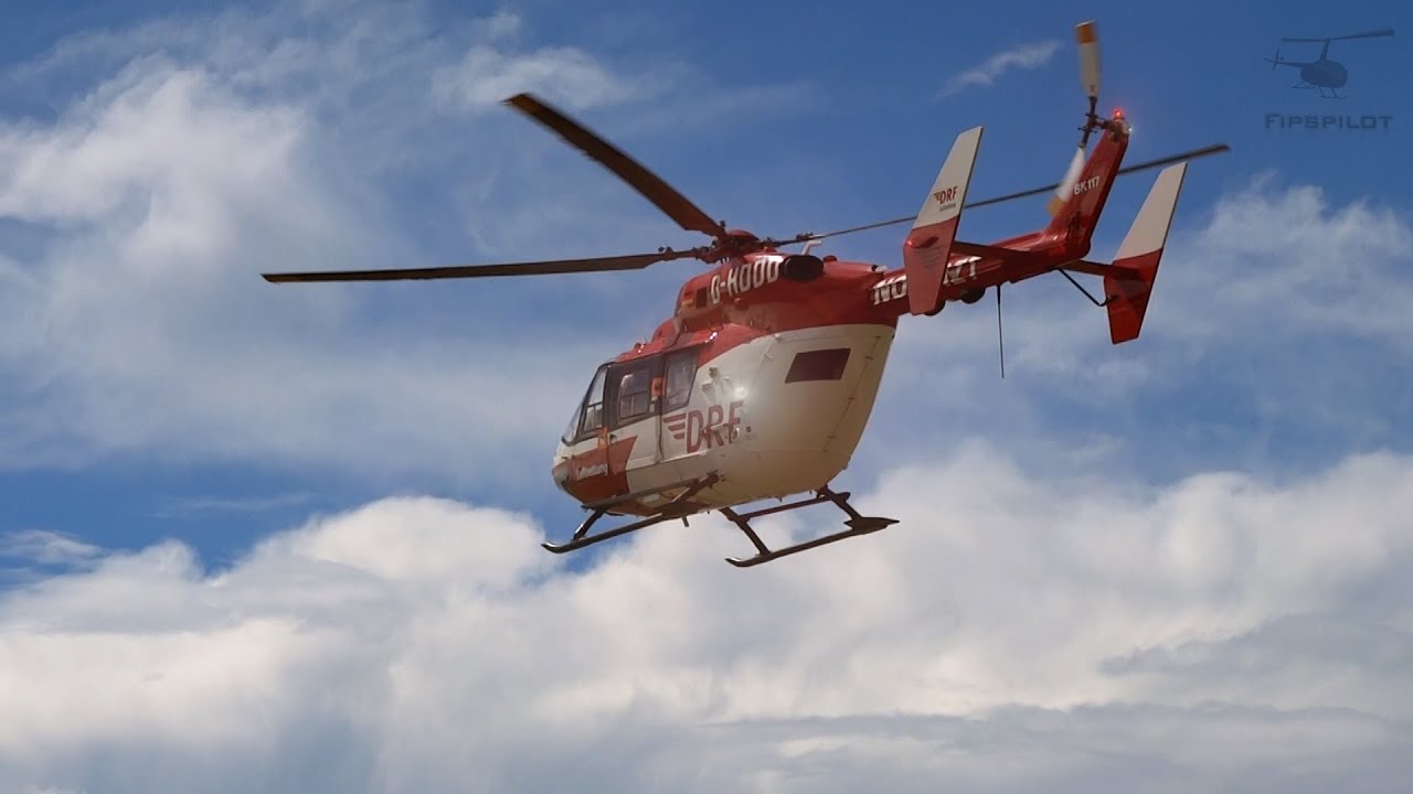 BK 117 (D-HDDD Christoph 51) takeoff at LRZ Christoph 41 [HD]