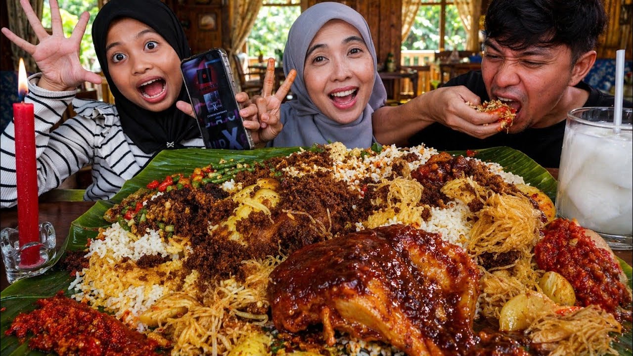 AQISH MUKBANG NASI PADANG/AMBENG JAWA PORSI JUMBO ALA TANBOYKUN! 