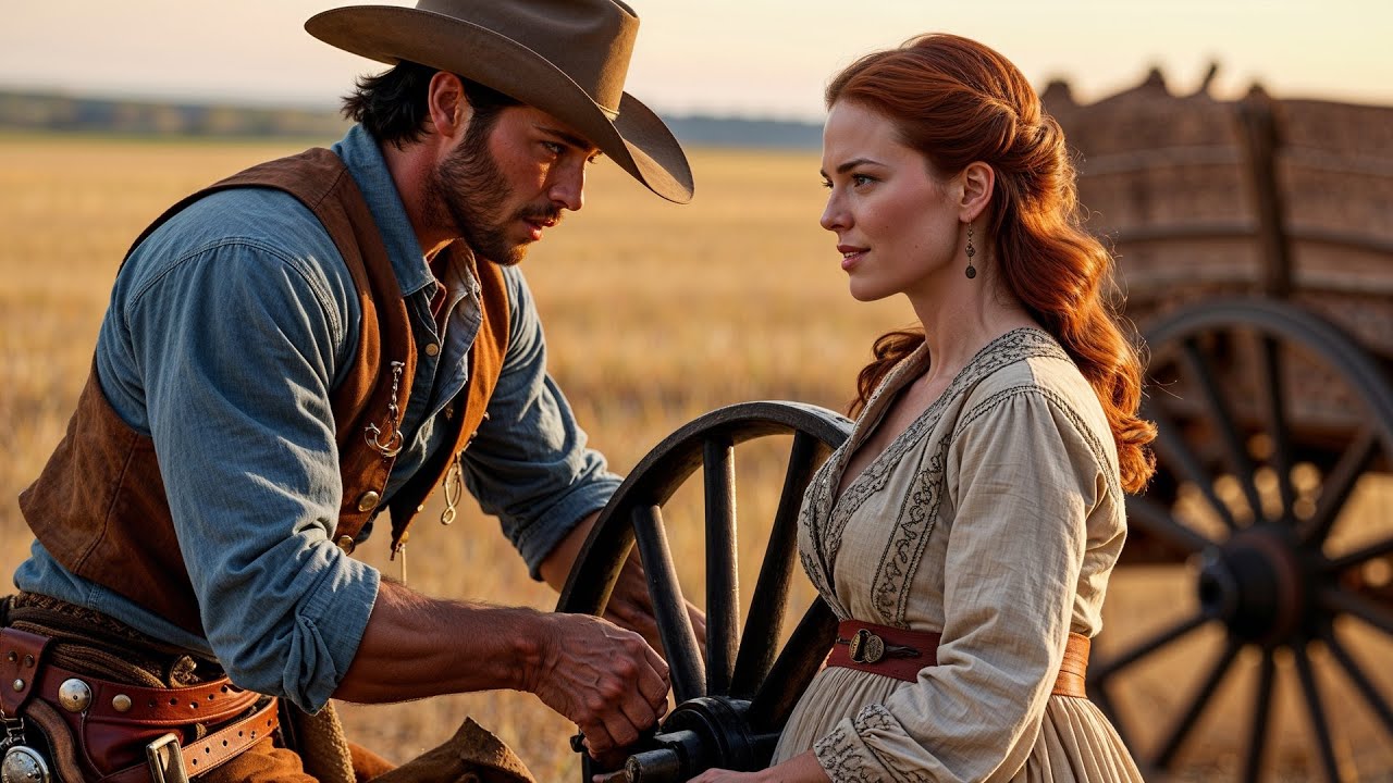 The Wagon Broke And She Was Nine Months Pregnant, A Cowboy Fixed It Quick And Rode Beside Her Close