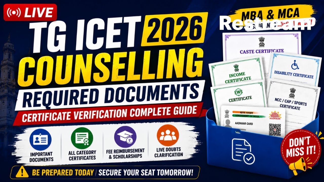 🔴 TG ICET 2026 Counselling Required Documents LIVE | Certificate Verification Guide | MBA & MCA