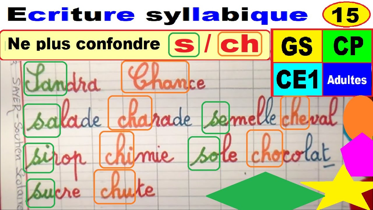 Confusion d’écriture des sons s / ch et syllabes en gs cp ce1 ce2 #15