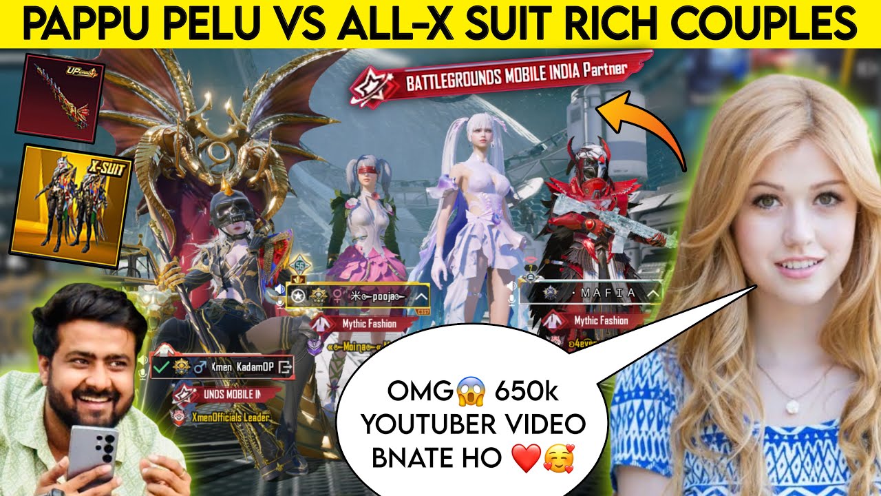PAPPU PELU VS X SUIT COUPLES SQUAD TROLLING ME BATTLEGROUND MOBILE INDIA PARTNER😈 | SHE GOT SHOCKED😨