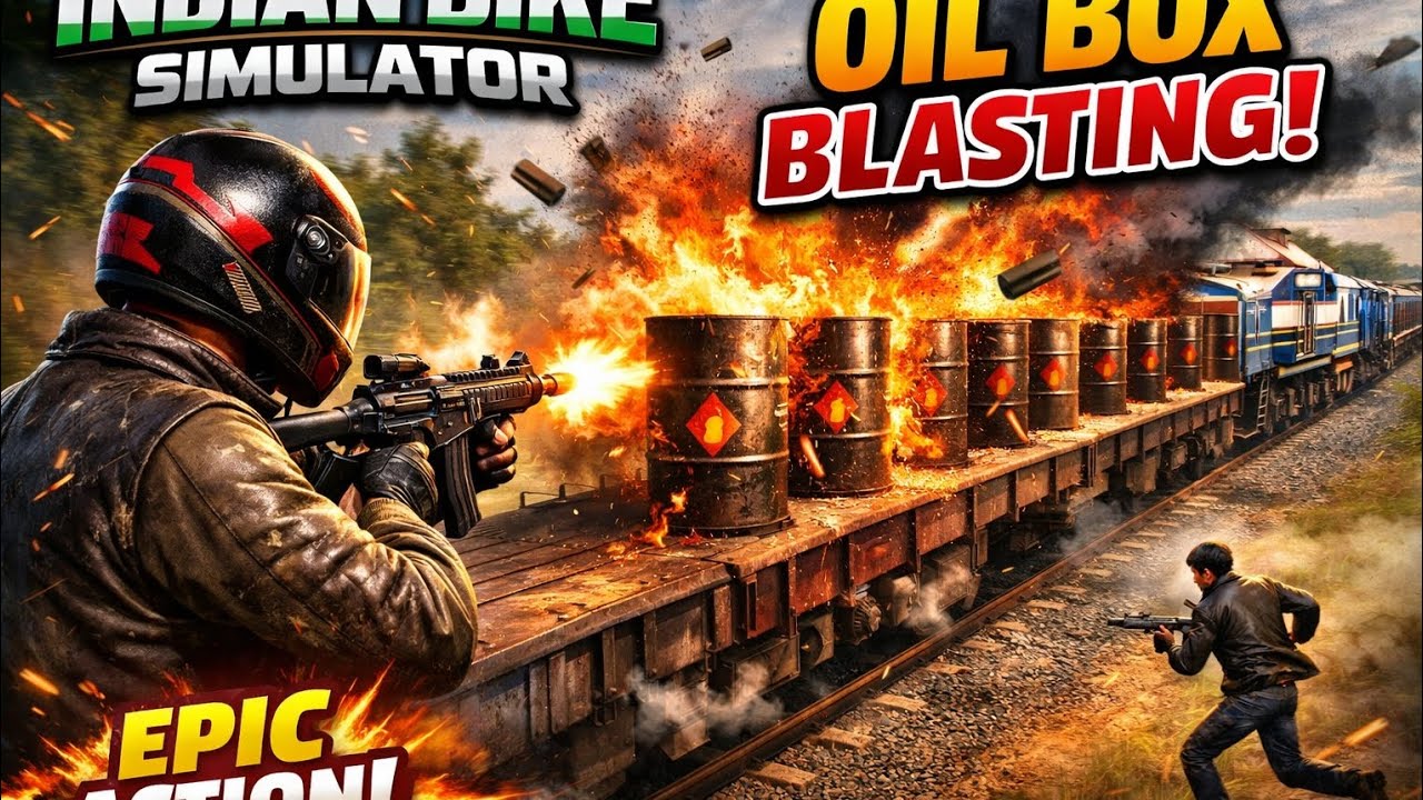 Indian bike simulator game mein mission train 🚆 se oil box blast dhamaka 😱 #trending #gaming #viral 