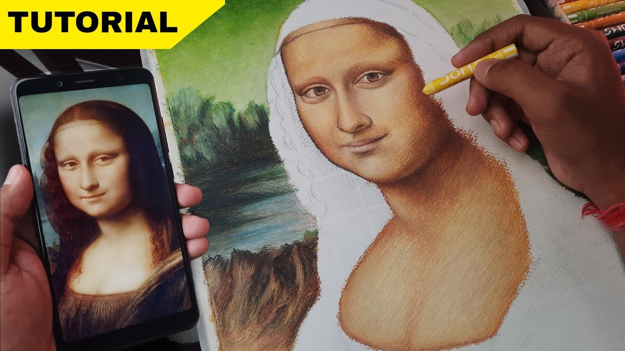 Monalisa drawing, Oil pastel drawing,  Face drawing tutorial | PART 3