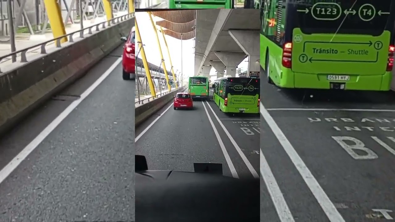 Entrada y salida a la estación de autobuses del aeropuerto de Madrid Barajas-T4