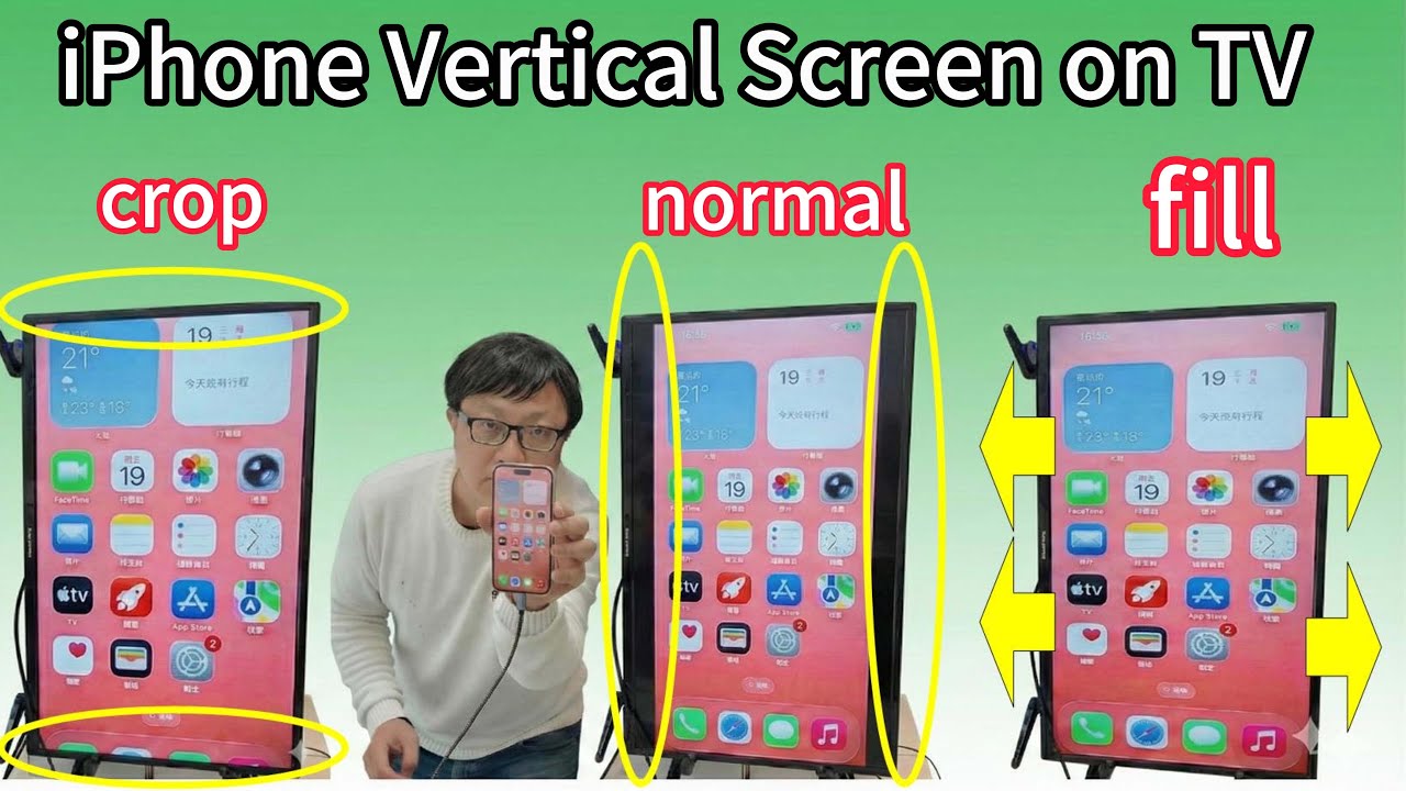 Идеальное решение для вертикального отображения экрана iPhone на телевизоре.