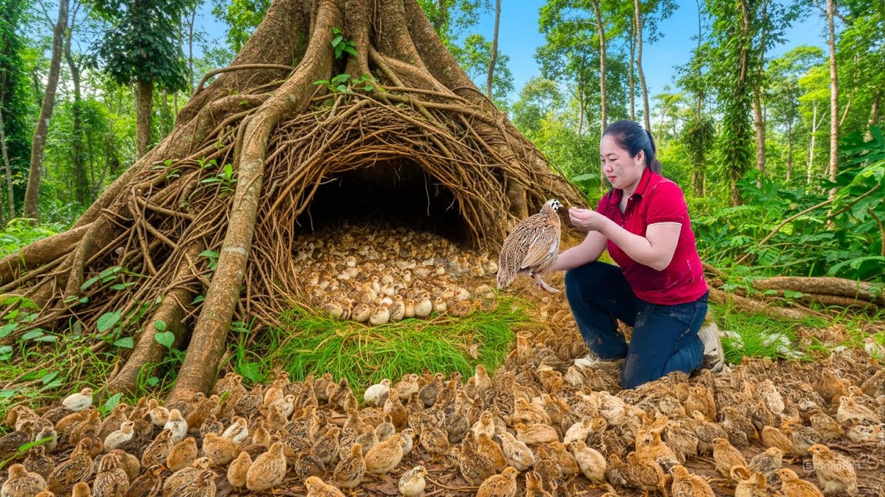 Harvesting Thousands Of Quail Chicks In The Haunted Forest & Goes Market to Sell, how to trap bird
