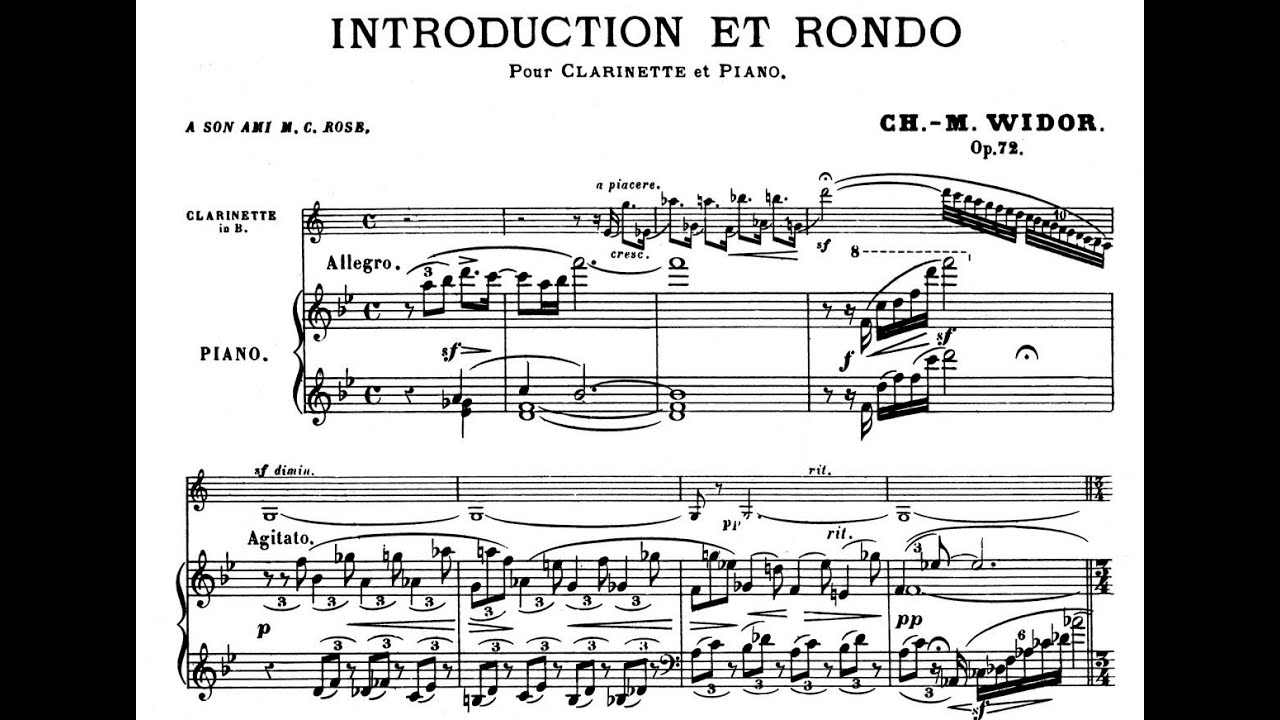 Charles-Marie Widor. Introduction et rondo, Op. 72 David Gresham, clarinet, Momoko Gresham, piano