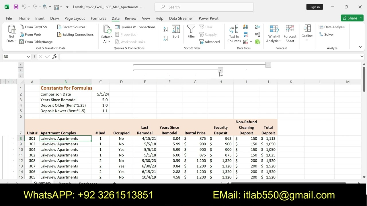 Exp22_Excel_Ch05_ML2_Apartments | Exp22 Excel Ch05 ML2 Apartments_Mylab_Excel_Ch05