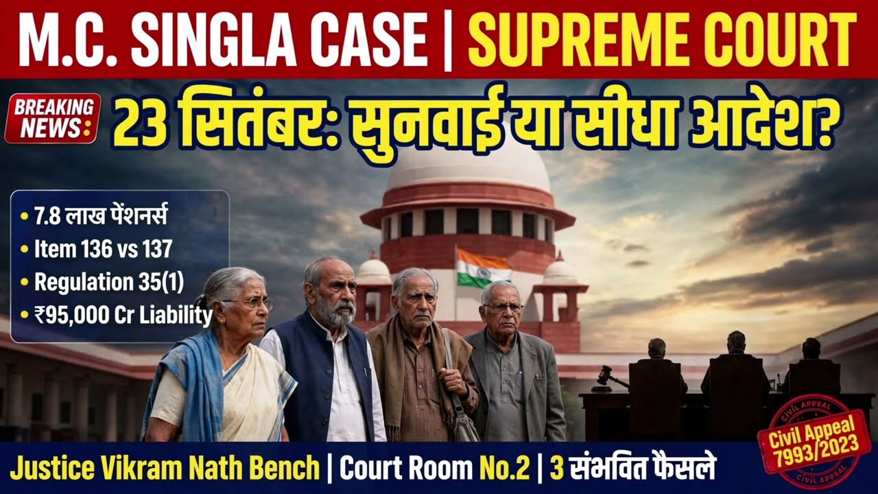 M.C. Singla Case Supreme Court: 23 सितंबर सुनवाई या सीधा आदेश? | Bank Pension Updation Update