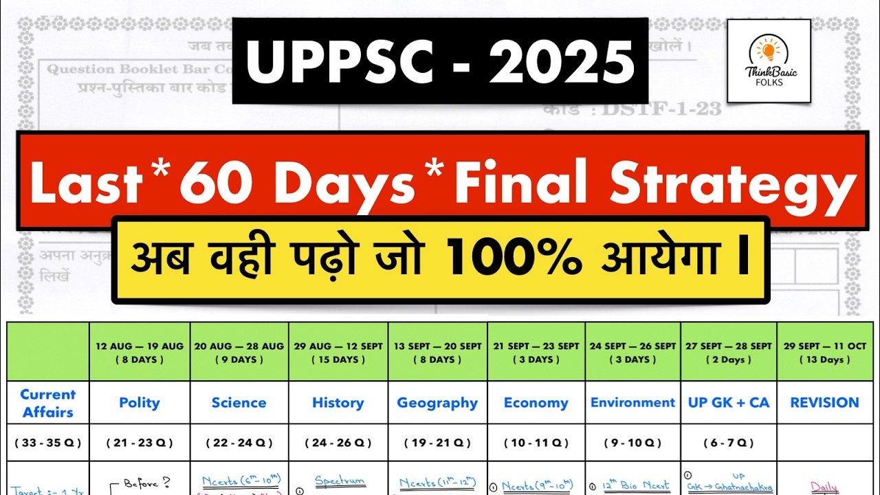 UPPCS Pre 2025 *Final Strategy*( सिर्फ इस तरह पढ़ो और 12 OCT को Selection पक्का l) #uppsc2025 #uppsc