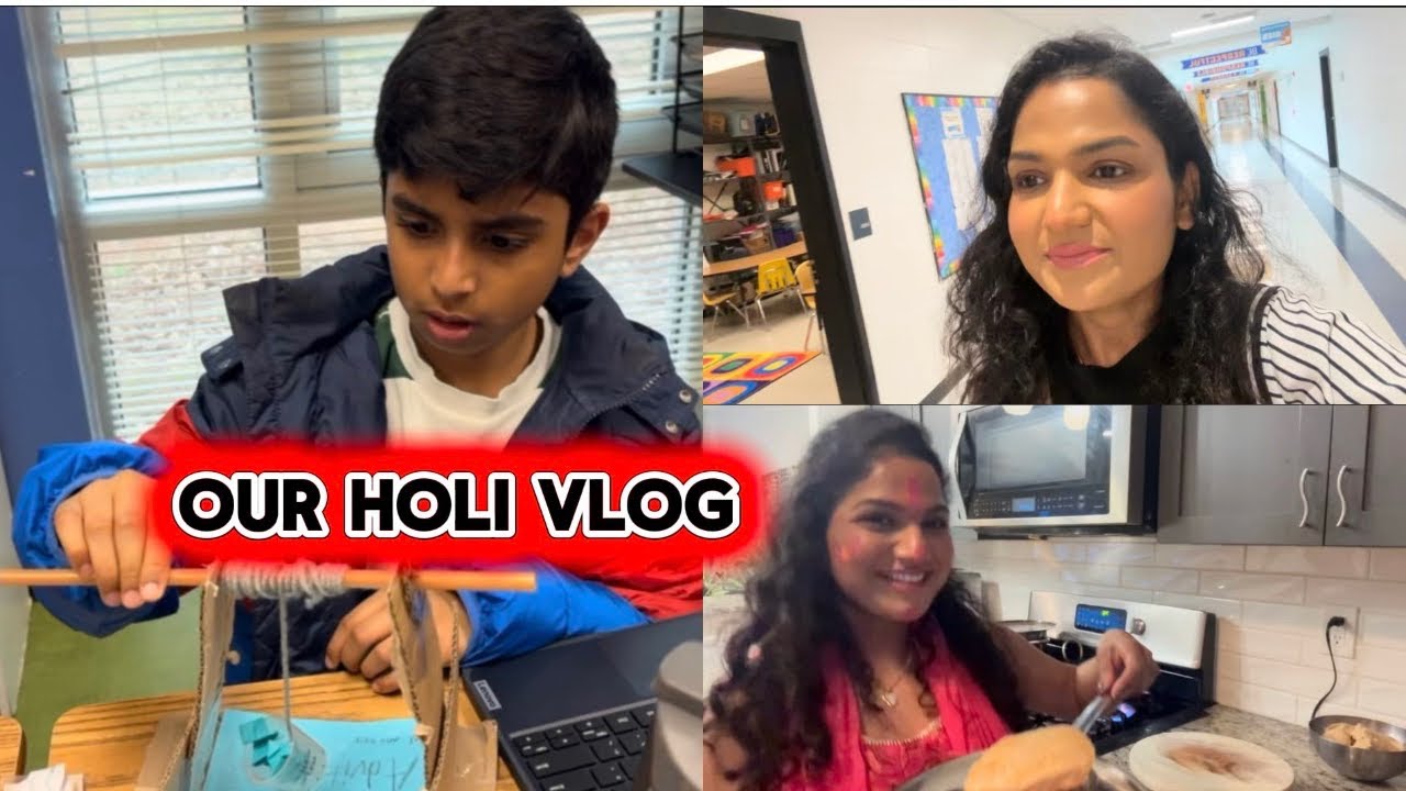 Holi in the USA 🇺🇸 | School Morning, Work Day & Family Holi Evening