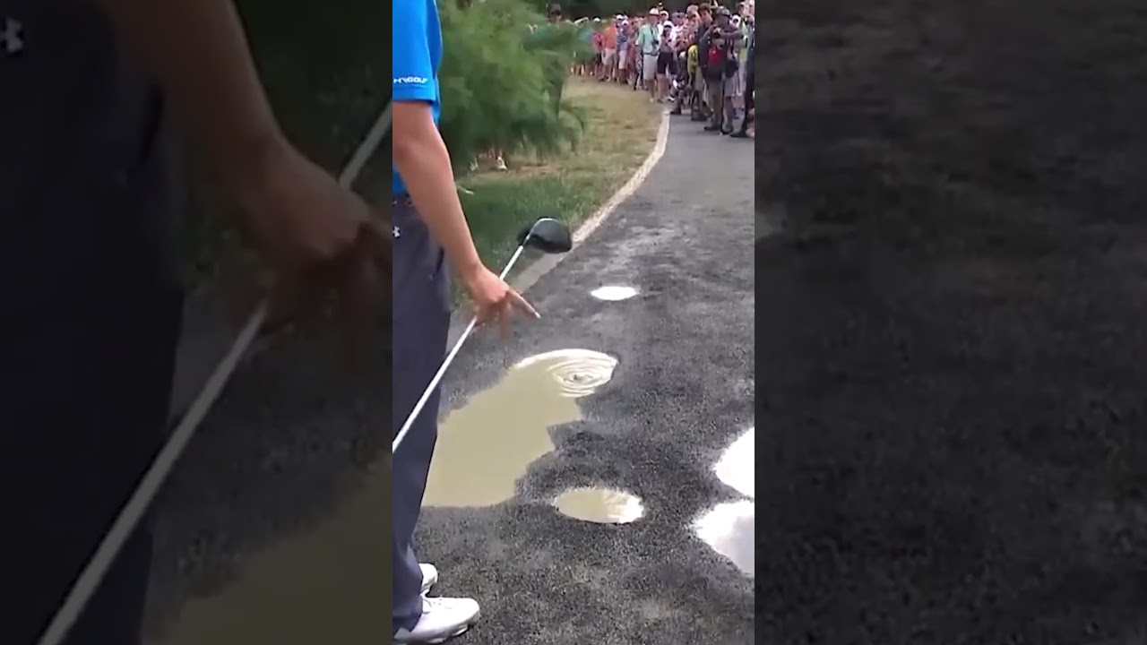 Jordan Spieth puddle drop ruling during 2016 pga championship