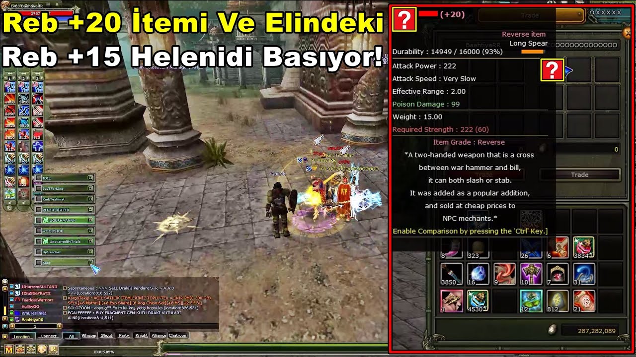 Bahtiyar - Server'da Kimsenin Basamadığı Reb +20 İtemi Ve Reb +15 Helenidi Basıyor! | Knight Online
