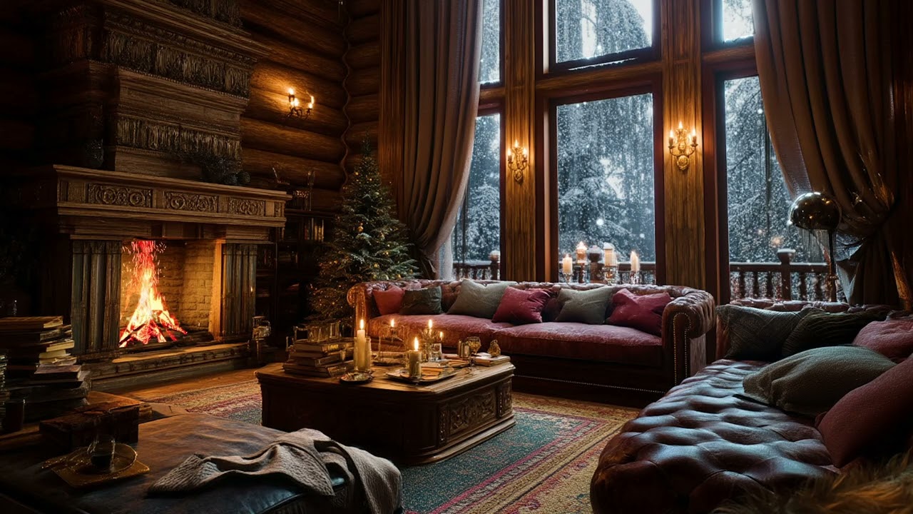 Cold Air at the Window, Warm Fire in the Room | Peaceful Sleep Soundscape 🔥🌬️😴
