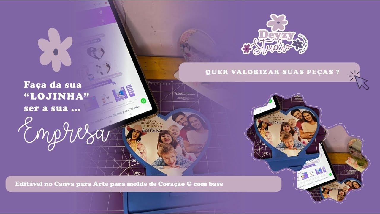 Aprenda a editar artes no Canva -Molde Coração G com Base da PanduMolde  (Grátis e Sem Canva Pro!)