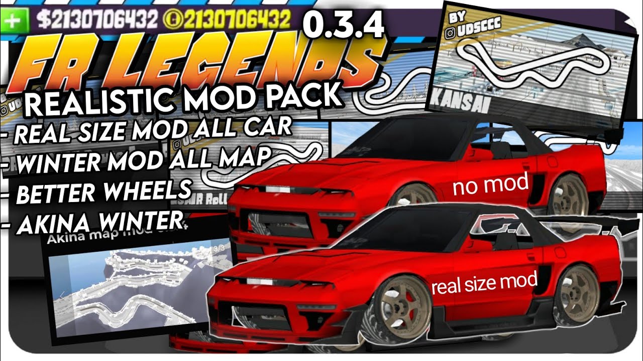 Fr legends REALISTIC mod pack | real size all car mod, winter atau salju mod all map, better wheels