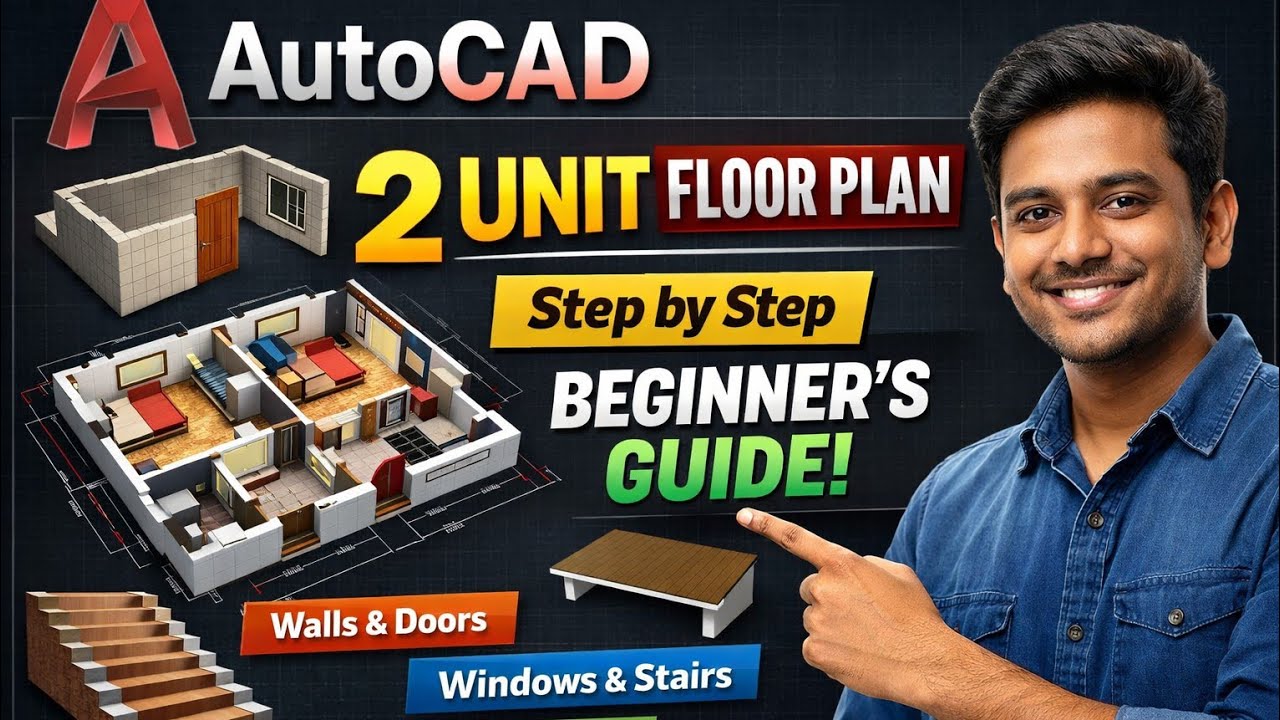 AutoCAD Full House Plan Tutorial . 2 Unit Floor Plan , Beginner Friendly Full Tutorial #autocad 
