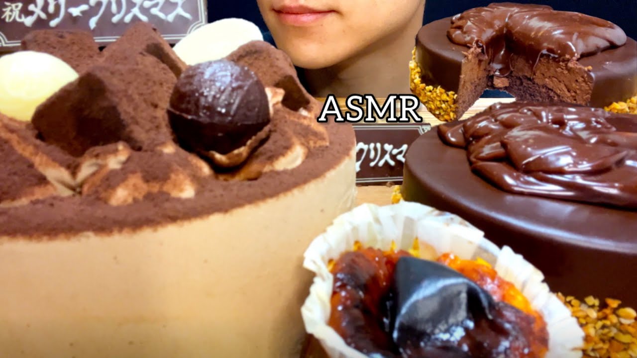 【咀嚼音】ヌテラガナッシュ掛けクリスマスチョコケーキを食べる！/ASMR/EatingSounds/Mukbang/먹방