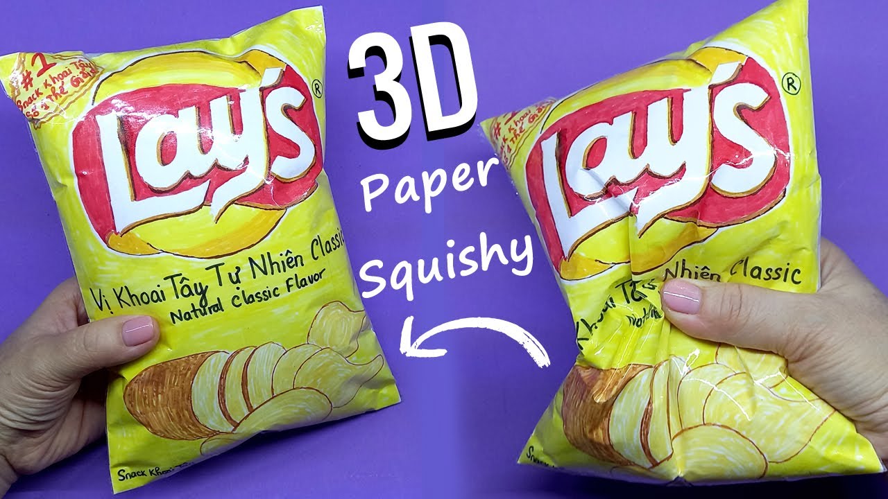 Cách làm squishy giấy bánh snack Lays 3D | DIY lays chips paper squishy | Liam Channel