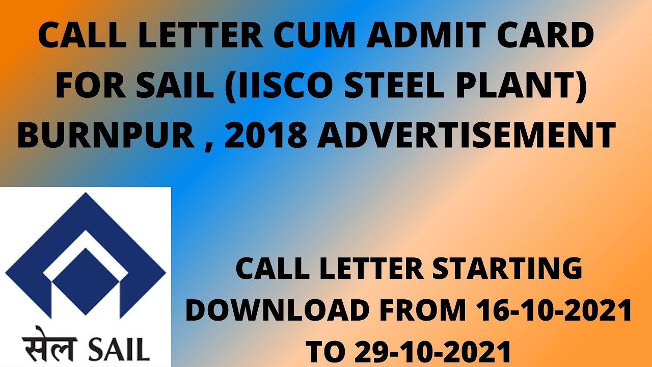 Sail Burnpur Recruitment 2018 AD. Admit Card released
