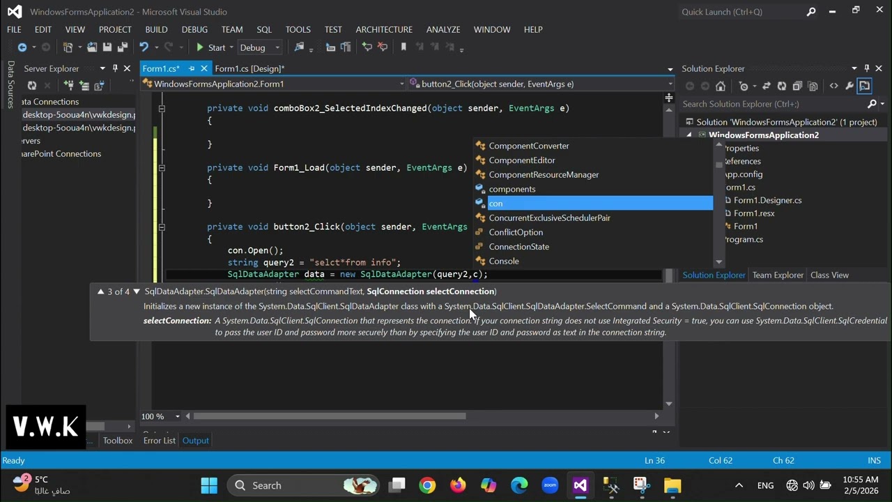 کونێکشنا بەرنامێ sql و#c ب ساناهیترین رێک 