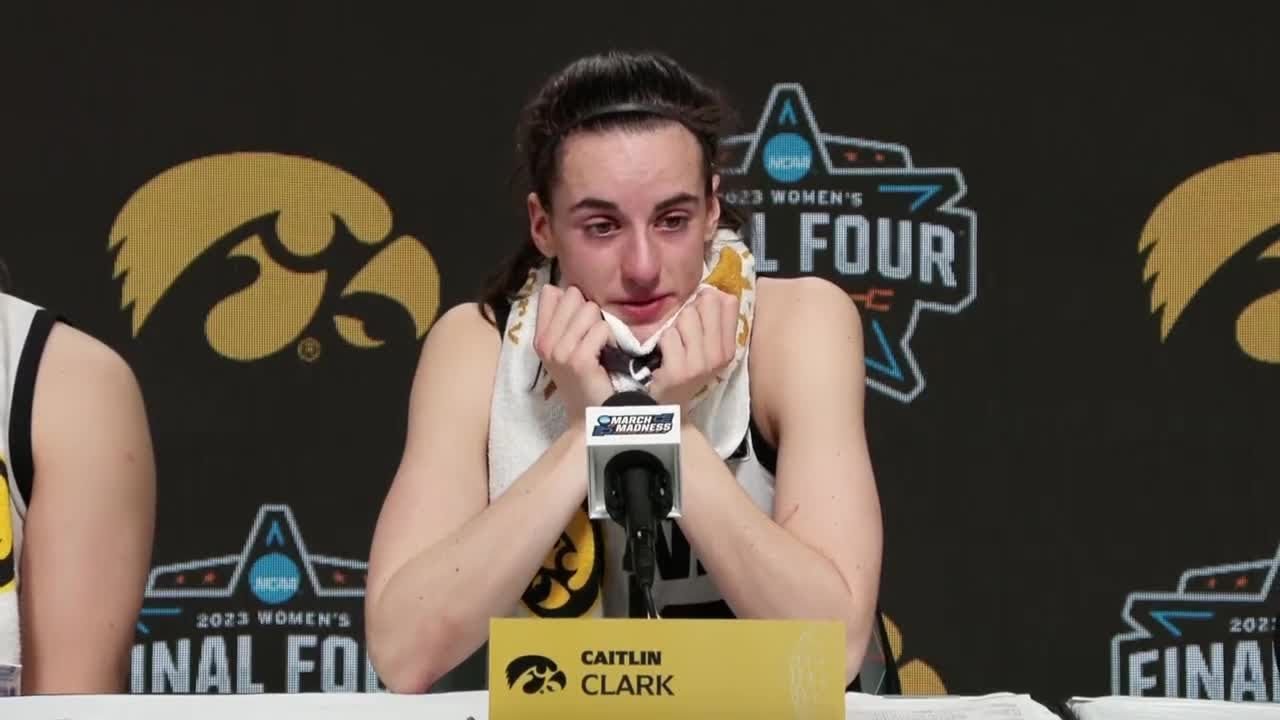 Caitlin Clark discusses her legacy at a press conference after the game