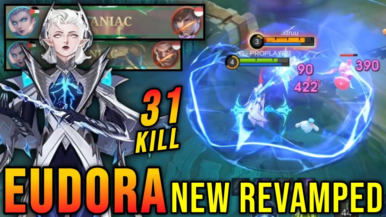 31 Kills + 2x MANIAC!! Eudora Revamp with New Passive 100% Broken!! - New Revamp Tryout ~ MLBB