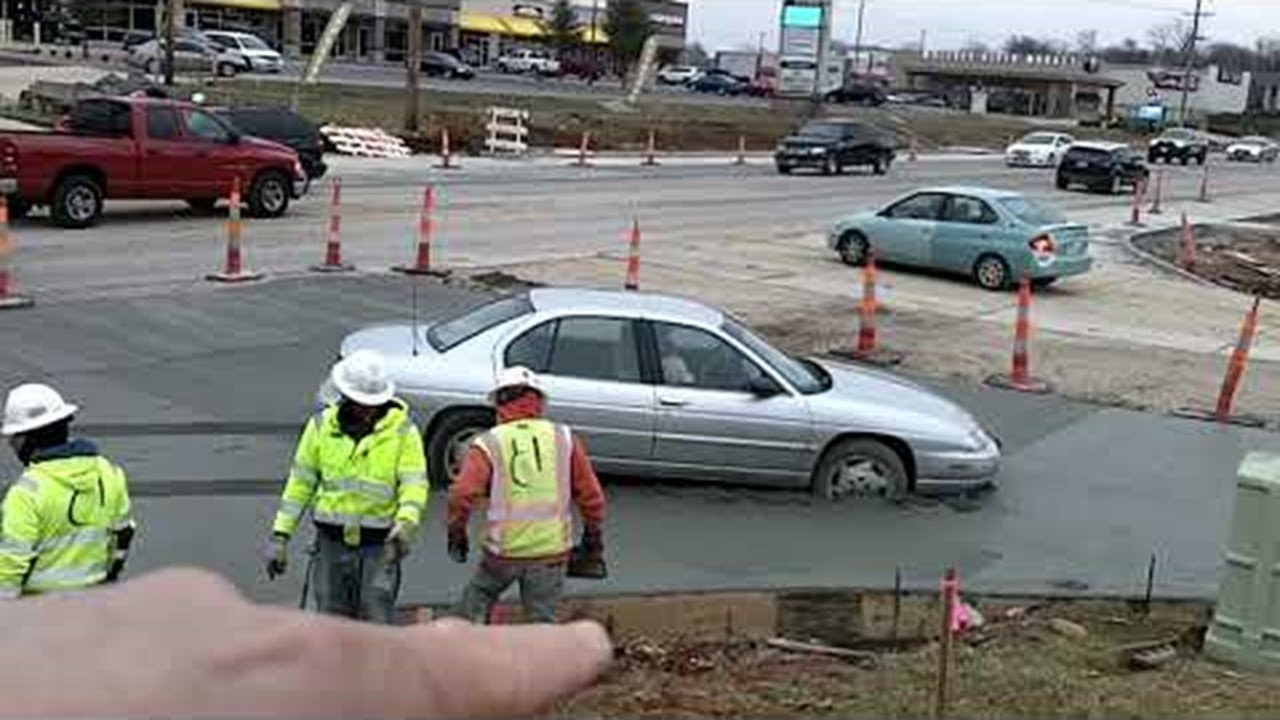 Sedan Gets Sunk in Wet Cement || ViralHog