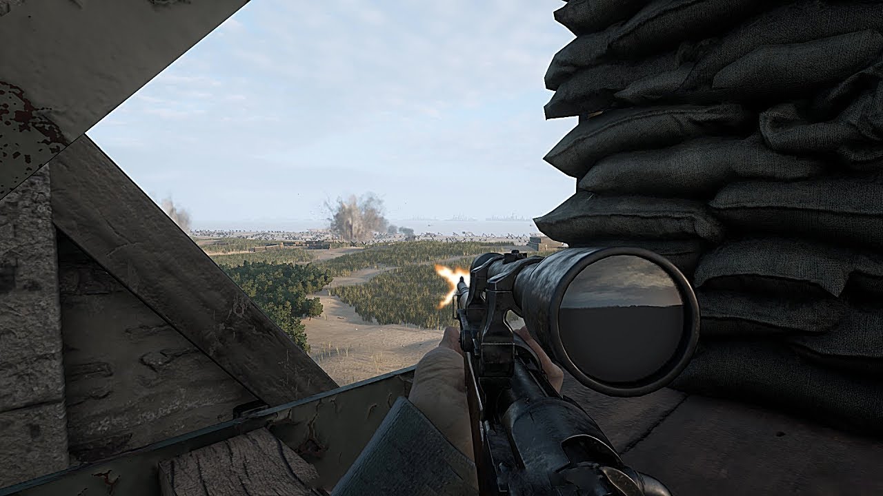 Squad 44 - Defending Omaha Beach with a SNIPER RIFLE!