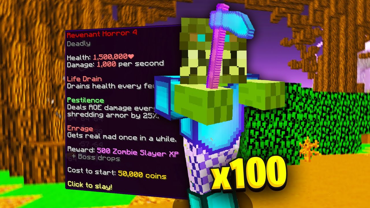LOOT FROM KILLING 100 TIER IV REVENANT HORROR’S (Hypixel Skyblock)