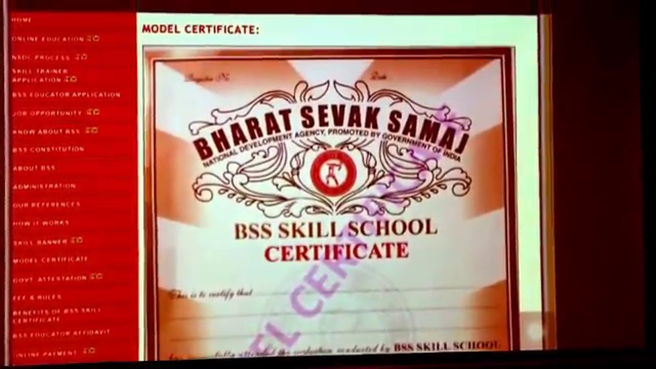 BHARAT SEVAK SAMAJ BSS SKILL CERTIFICATE EXPLANATION VIDEO - TELUNGU