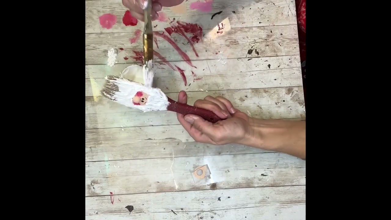 DIY Primitive Rustic Santa Paintbrush Ornament