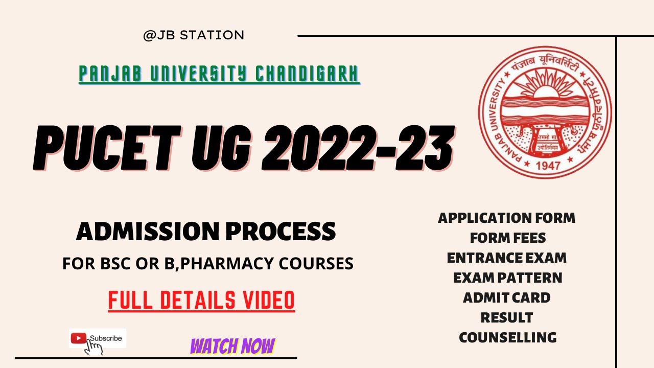 PUCET UG ADMISSION 2022-23 FULL INFORMATION
