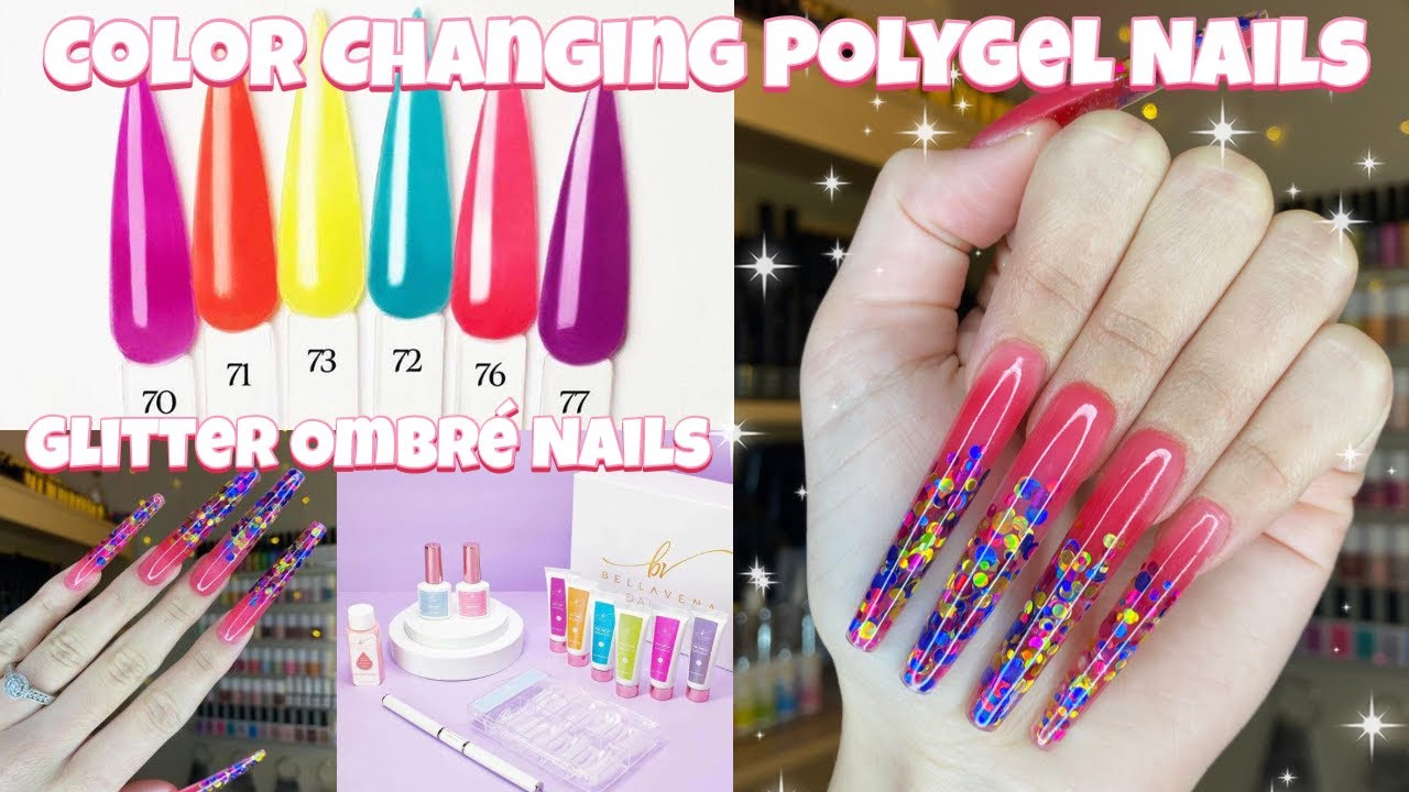 BELLAVENA MERMAID GLITZ POLYGEL KIT REVIEW | COLOR CHANGING GLITTER OMBRÉ NAILS | SMALL NAIL HAUL