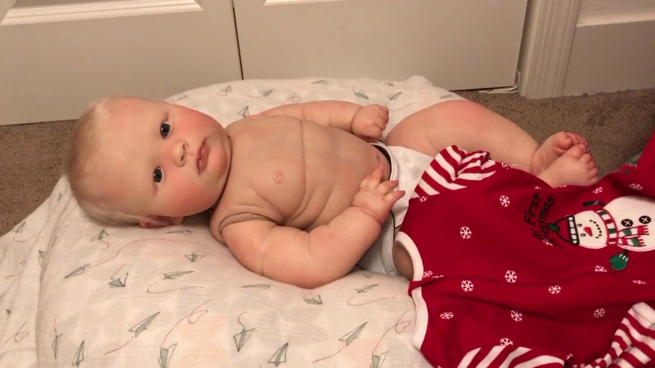 First Outfit Change for Realborn Joseph Awake 3 Months!